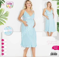 A short striped sleep robe for pregnant women.