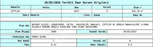 BEYKOZ ÇİFTLİK’TE 625 m² MÜSTAKİL PARSEL VİLLA İMARLI görsel 7