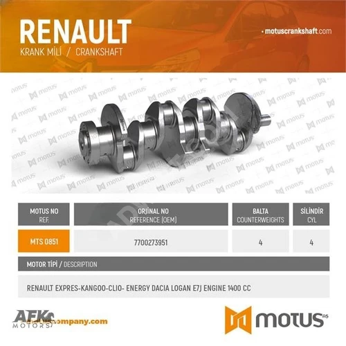 MOTUS KRANK RENAULT EXPRES-KANGO-CLIO-ENERGY DACIA LOGAN E7J 1,4