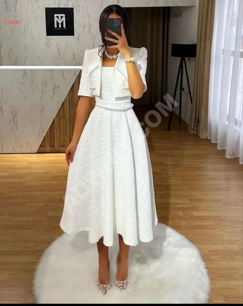 Chanel İnci Detaylı Ceket Elbise