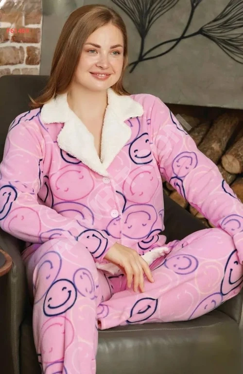 Pantolon ve Düğmeli Ceket Kışlık Pijama Takımı