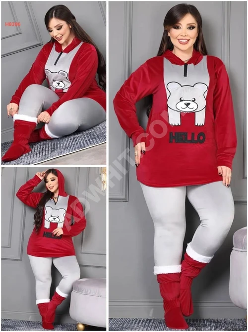 3 parçalı kadife pijama