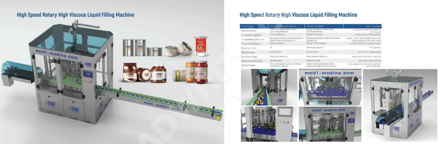 Yüksek viskoziteli sıvılar için yüksek hızlı döner dolum makinesi
