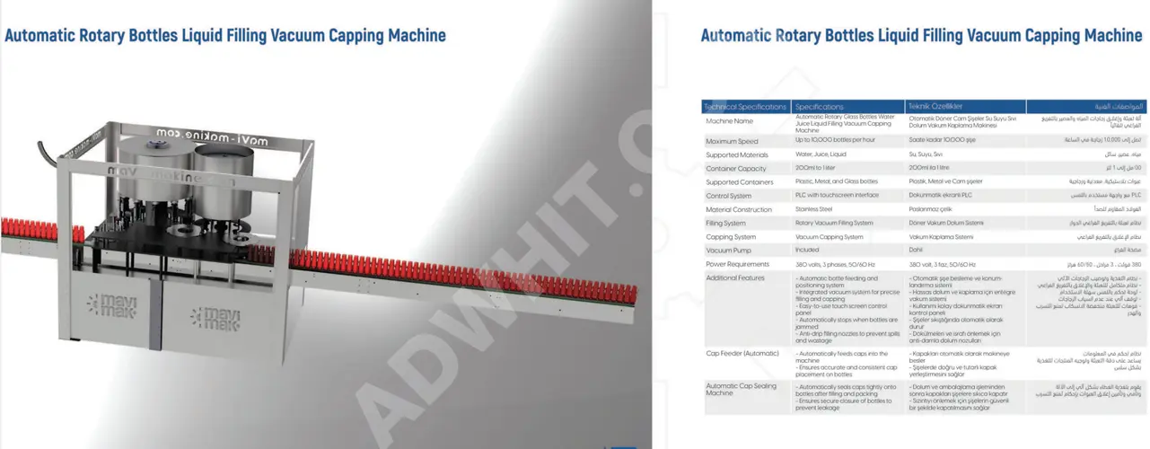 Vakumlu sıvı dolum ve kapak kapama için otomatik makine