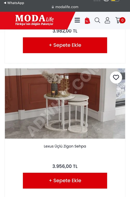 Üç adet üç katlı Lexus küçük sehpa (Zigon Sehpa)