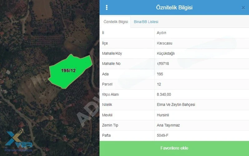 AYDIN KARACASU KÜÇÜKDAĞLIDA SATILIK 8.340m² BAĞ BAHÇE