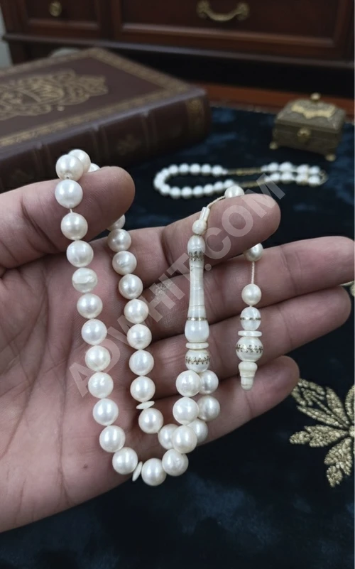 Altın Kakmalı Antika İnci Tespih