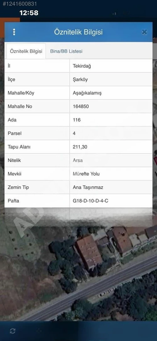 Sarkkoyde 211 mt arsa yanda bır parsel daha var