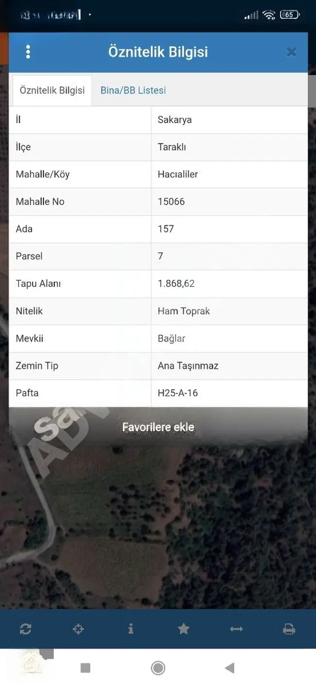 SAKARYA, TARAKLI, HACIALİLER DE 1868 M2 TEK TAPU YOLU VAR FIRSAT