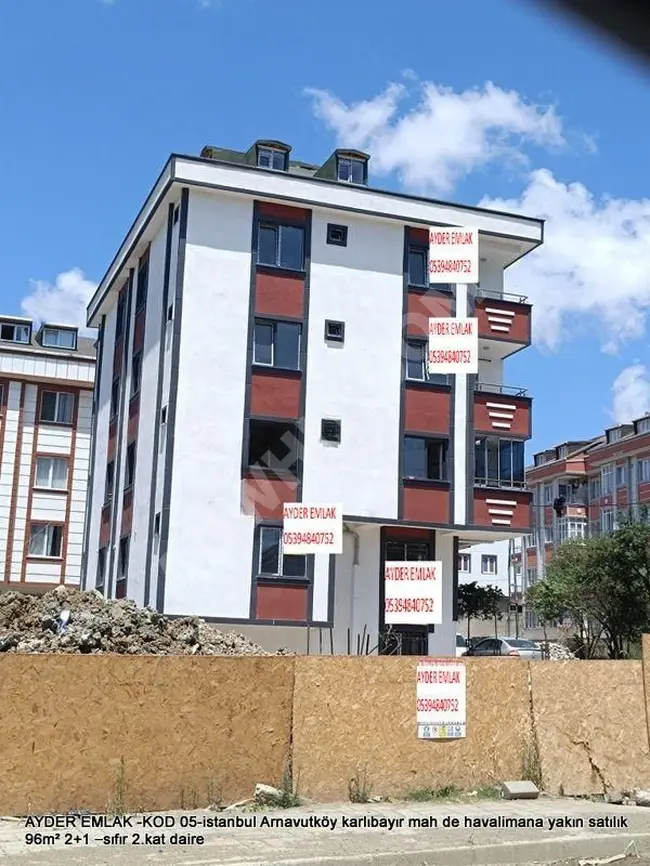 karlıbayır mah de havalimana yakın satılık 96m² 2+1 –sıfır 2.kat daire