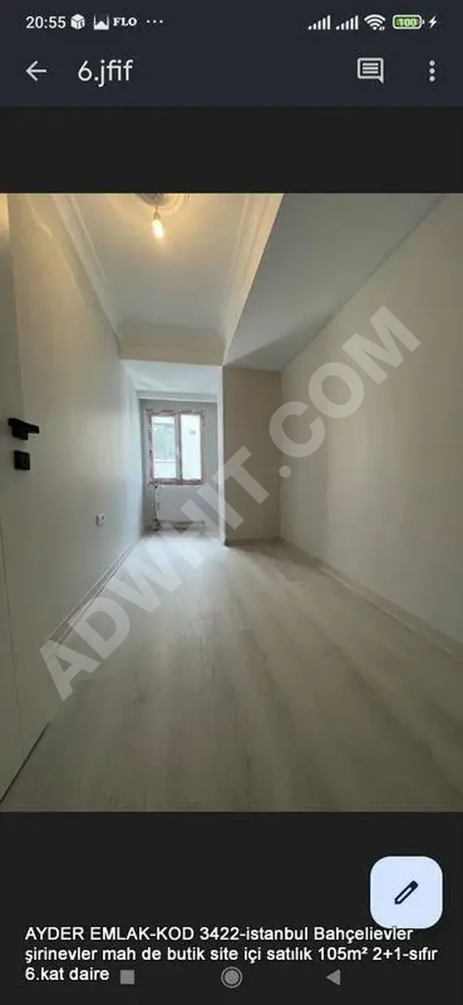 Apartment for sale in a boutique complex, 105 square meters, 2+1 (two bedrooms and a living room), new, on the sixth floor in Istanbul Bahçelievler Şirinevler