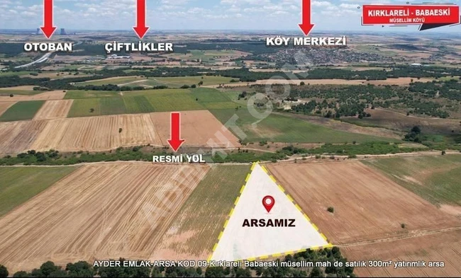 For sale: Investment land with an area of 300 square meters in Kırklareli Babaeski Müsellim neighborhood