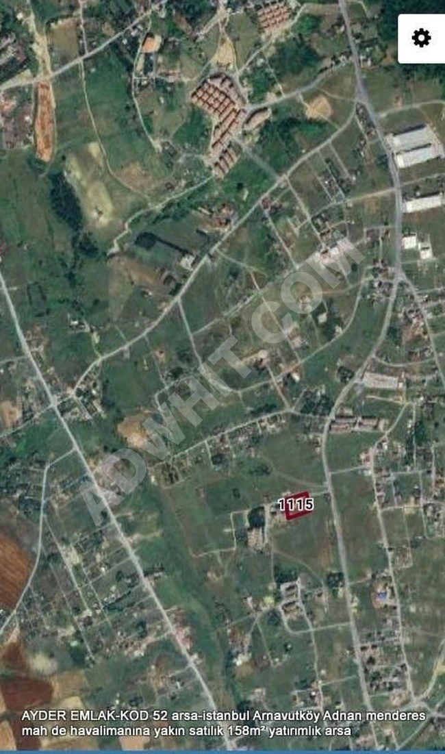 Investment land for sale with an area of 158 square meters near the airport in Istanbul, Arnavutköy, Adnan Menderes neighborhood