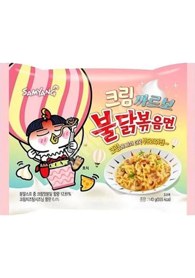 Buldak Cream Carbonara Korean Noodles with Spicy Chicken Flavor 140g