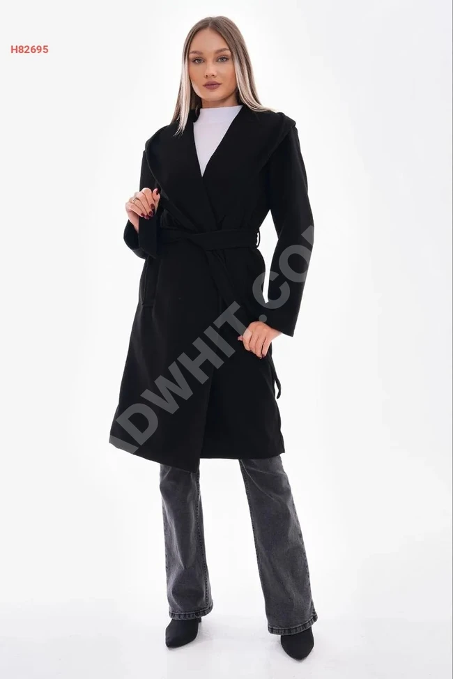 Cashmere trench coat with belt and hat