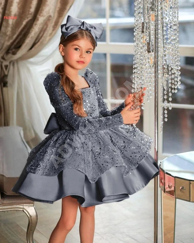 Girl's satin and glitter puffy dress