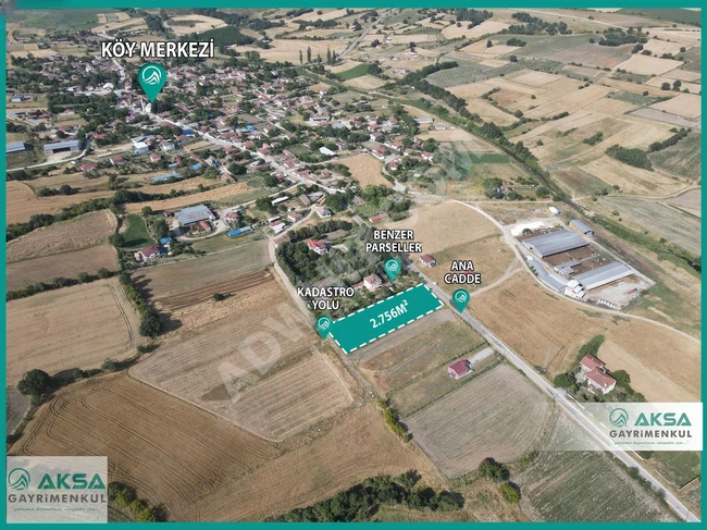 Land for sale - With a single ownership deed - 2756 m² in PINARHİSAR OSMANCIK.