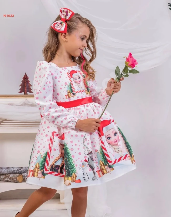 Christmas dress with hair accessory