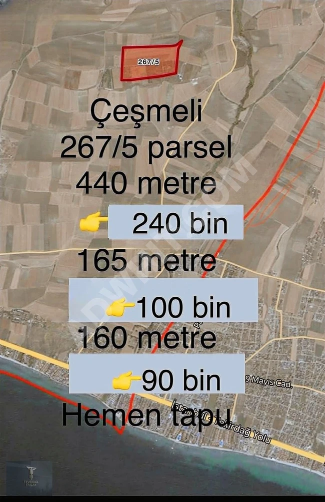 Land plots for sale in TEKİRDAĞ MARMARA EREĞLİSİ ÇEŞMELİ