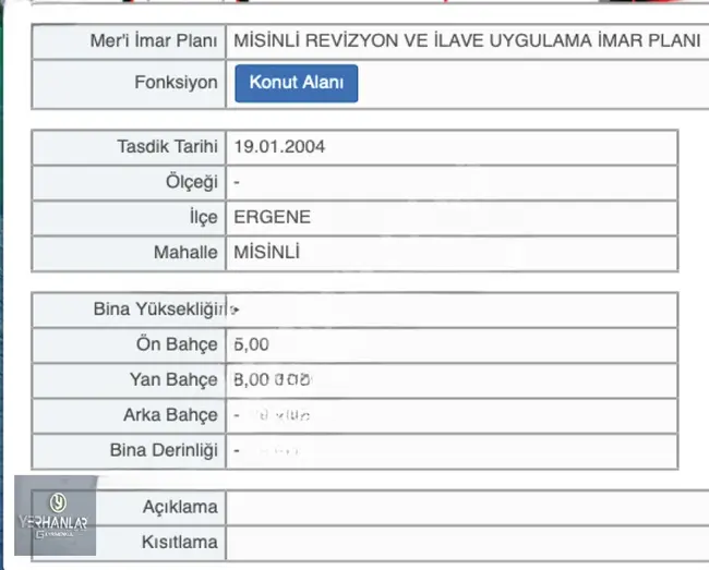 TEKİRDAĞ ERGENE MİSİNLİDE SATILIK 3 KAT İMARLI KONUT ARSASI