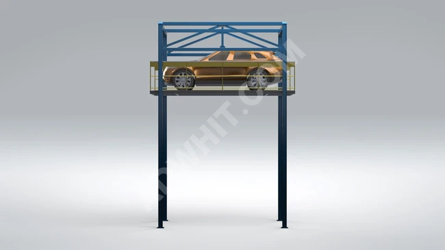 Vehicle transfer platform between floors with four columns