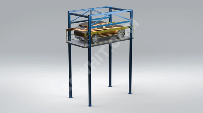 Vehicle transfer platform between floors with four columns