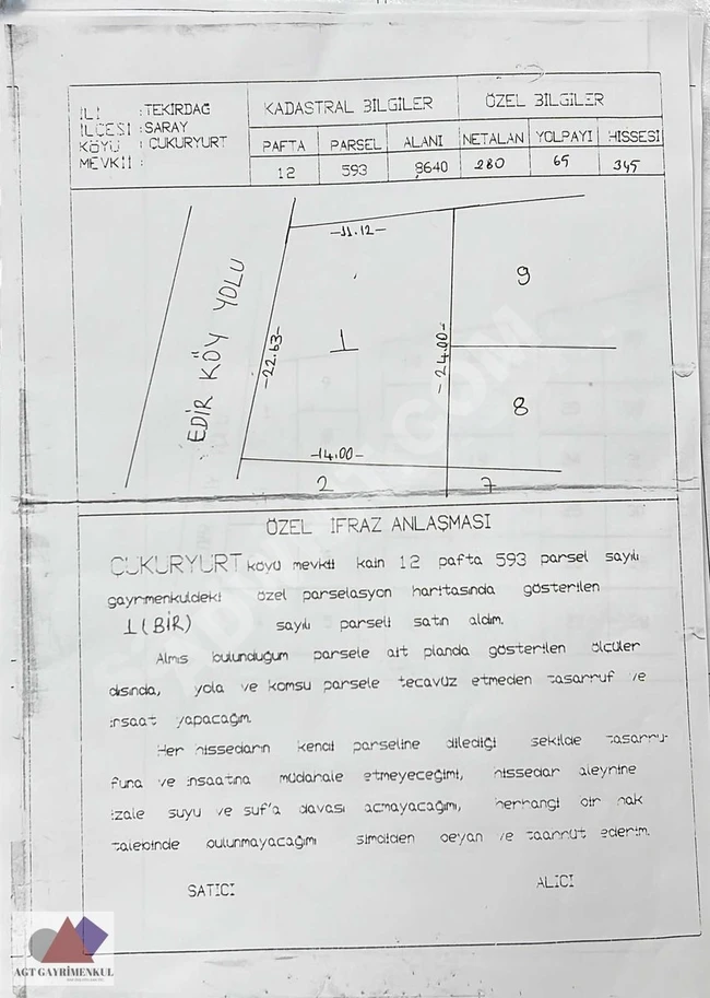 Saray çukuryurt mahallesi 800 m2 çaplı ve çevrili