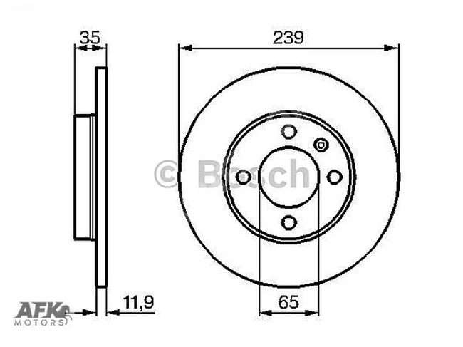 Front brake disc Golf I-II-III 1.6/1.8/1.9D/1.9TD 74-83, Passat