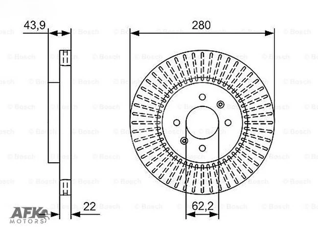 Front brake disc Hyundai I20 2015, Kia Rio 2011, 1.4CRDI, 280 mm, 15 rim