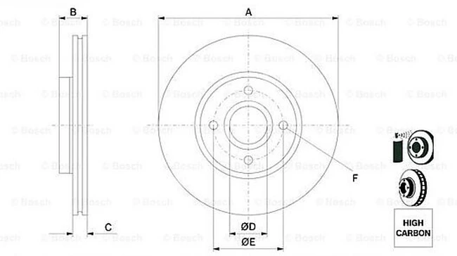 Front disk B-MAX 12 FIESTA VI 13 TRANSIT COURIER 1.5TDCI/1.6TDCI