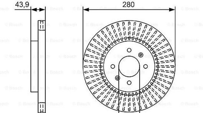 Front brake disc Hyundai I20 2015, Kia Rio 2011, 1.4CRDI, 280 mm, 15 rim