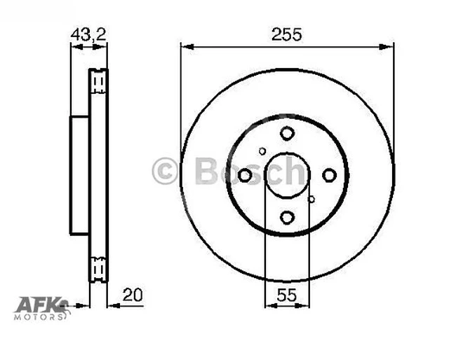 Front air brake disc Toyota Yaris D4D 06-11 Size: 255X4