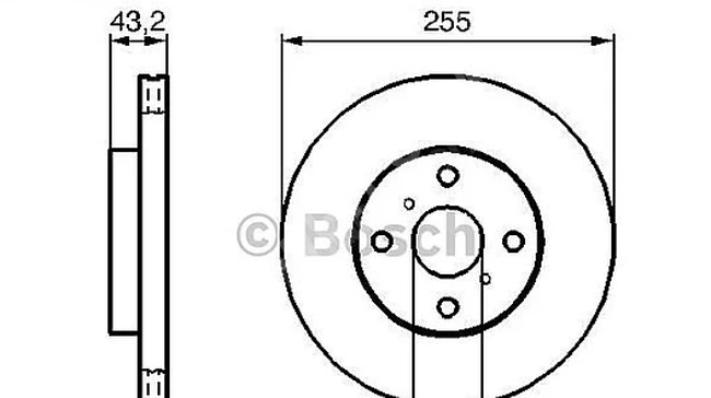 Front air brake disc Toyota Yaris D4D 06-11 Size: 255X4