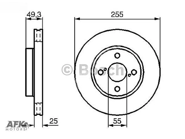 Front disc brakes for Toyota Corolla 1.4/1.6 VVTI (E12) 2003-2007