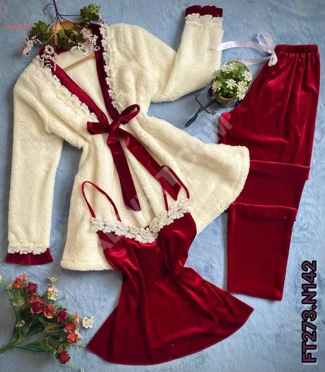 Bridal velvet pajama with fur