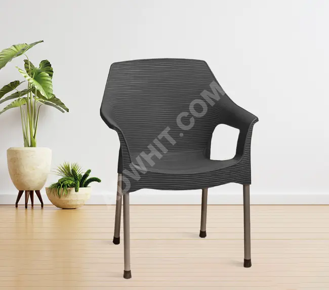 Plastic chair with iron leg