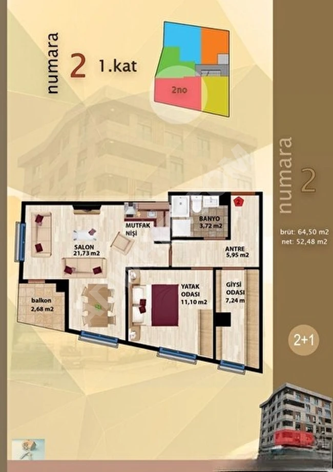 Project Apartments (1+1, 2+1, 3+1) from each floor and each side in DARPHANE by TİAMO