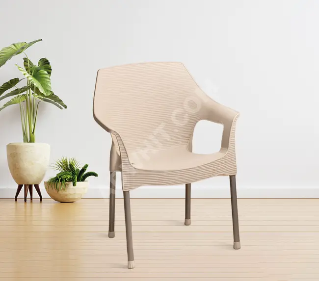 Plastic chair with iron leg