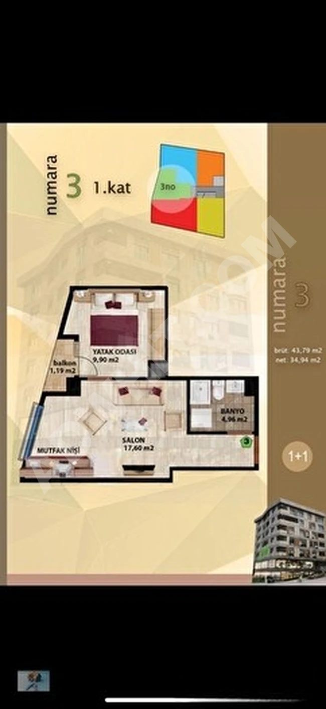 Project Apartments (1+1, 2+1, 3+1) from each floor and each side in DARPHANE by TİAMO