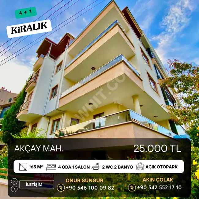 Duplex apartment for rent consists of 4 rooms and a living room, located on ZİRAAT BANKASI Street by AKÇAY BEST EMLAK