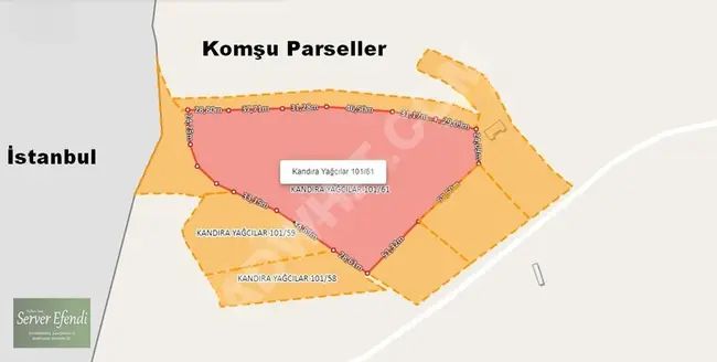 أرض للبيع مساحة 14.864 م² بالقرب من حدود إسطنبول في ولاية Kocaeli منطقة Kandıra