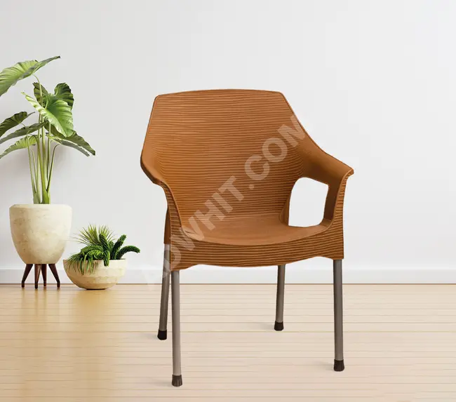 Plastic chair with iron leg