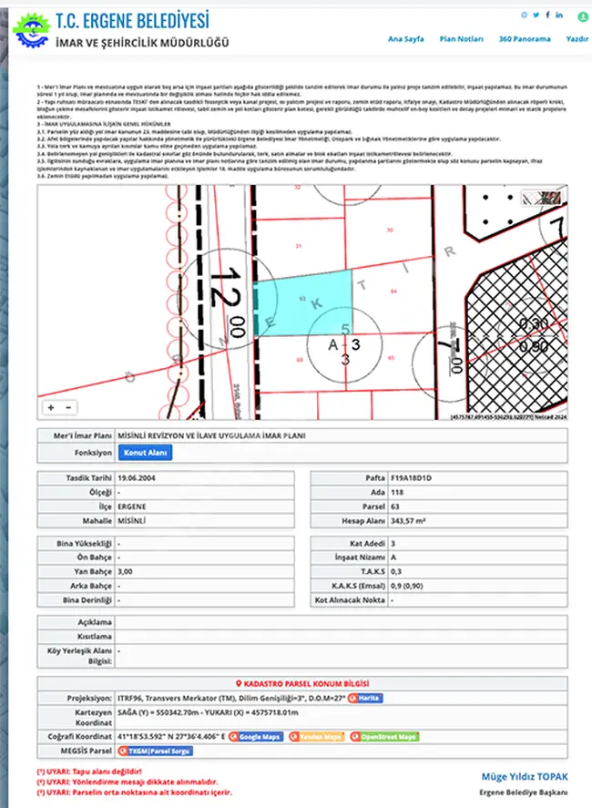 TEKİRDAĞ ERGENE MİSİNLİDE 343 M2 / 3 KAT İMARLI KONUT ARSASI