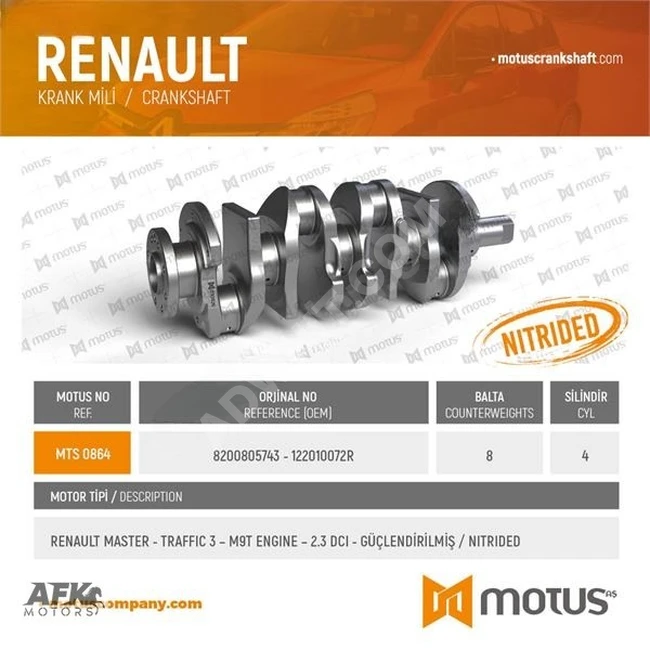 MOTUS KRANK RENAULT MASTER TRAFIC III OPEL MOVANO M9T 2,3DCI