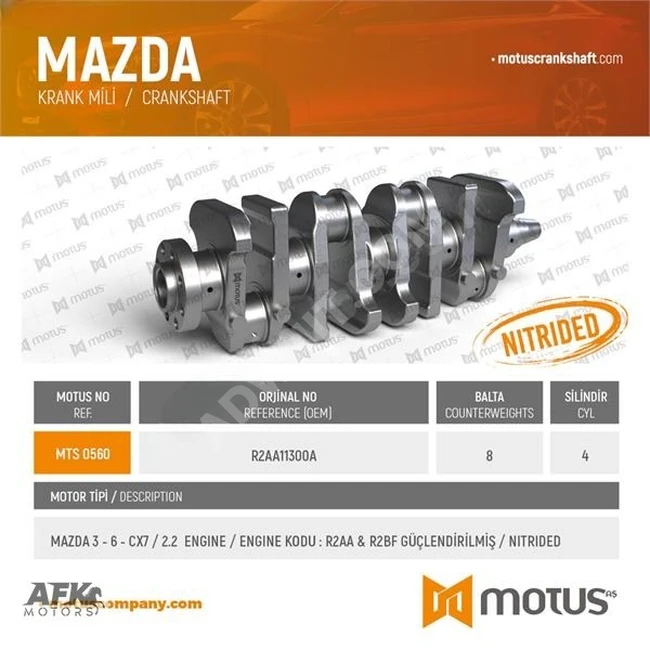 Crankshaft (MOTUS KRANK)   Mazda 3 - 6   CX7 2.2 Diesel R2AA & R2BF