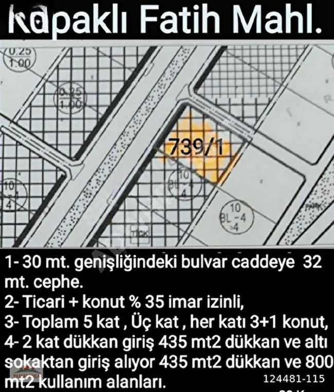 قطعة أرض بمساحة 1,244 م² مخصصة للسكن والاستخدام التجاري في TEKİRDAĞ KAPAKLI