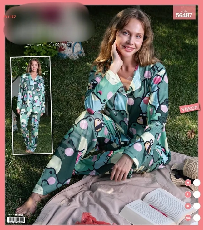 Klasik Viskon Pijama, uzun kollu