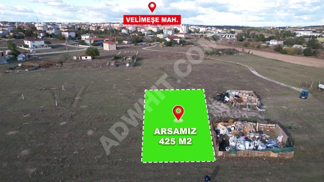 Plot of land with a single deed, area 425 square meters in TEKİRDAĞ ERGENE VELİMEŞE