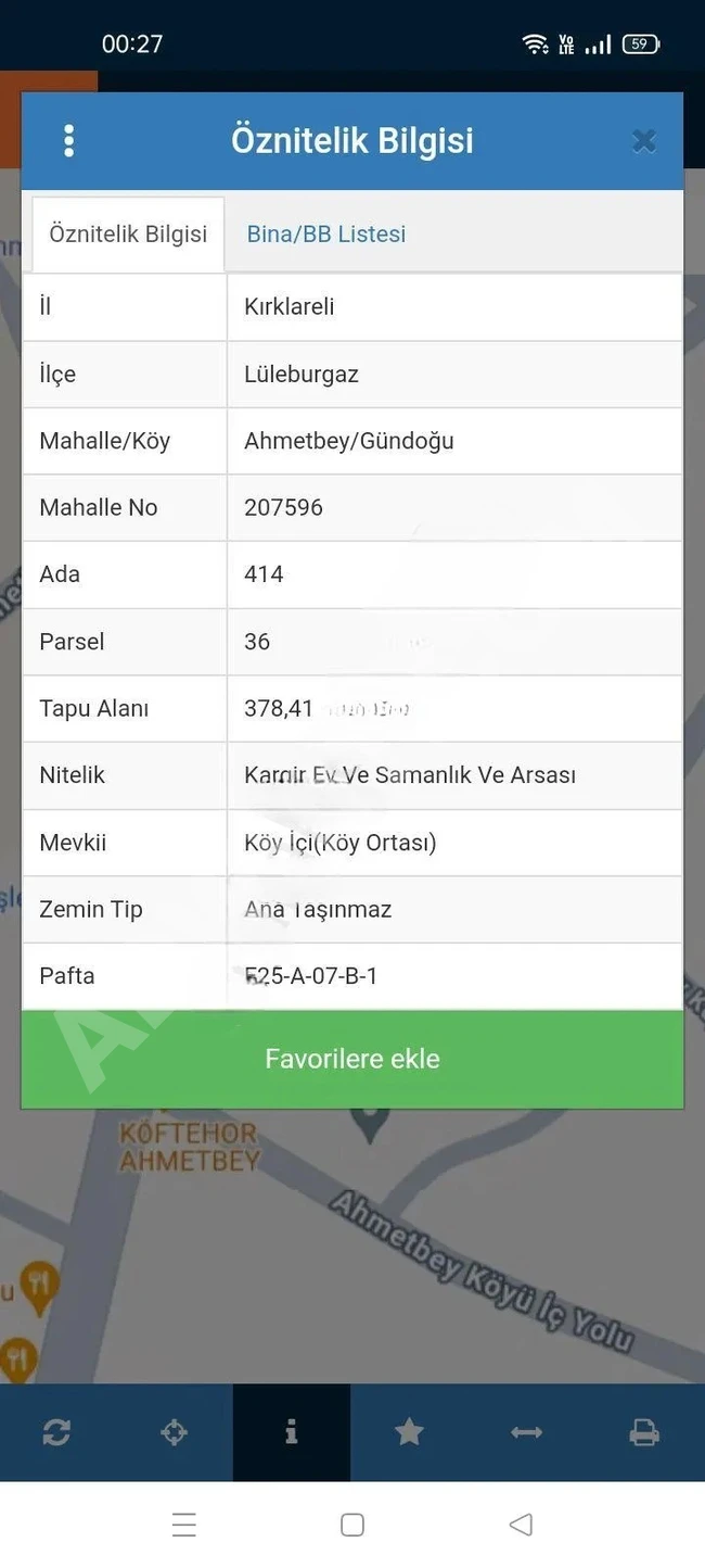 SATILIK İMARLI ARSA 378M2 KÖYİÇİ LÜLEBURGAZ AHMET BEY BLD