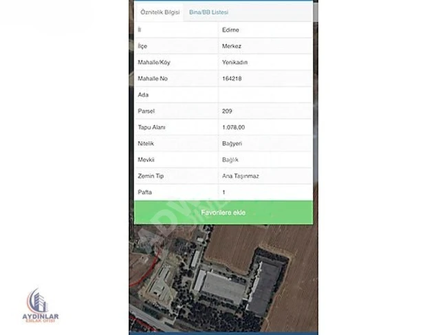 EDİRNE YENİKADIN'DA YOLA YAKIN 1.078M2 BAĞYERİ